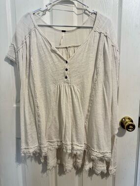 Free People Cream Button-Front Boho Tunic